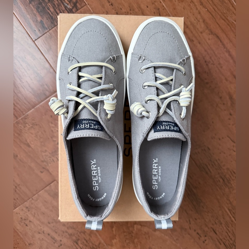 Sperry Light Gray Canvas Shoes with White Accents